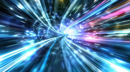 Wall Mural - Hyperspace Travel Effect Light Speed Abstract Background