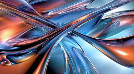 Wall Mural - Abstract Metallic Swirls: Colorful Digital Art Background