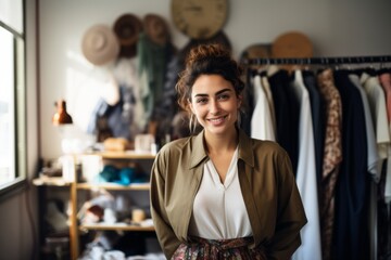 Poster - Portrait of a smiling female fashion designer