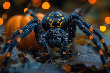 Sticker - Close-up of a Spider with Orange and Black Stripes