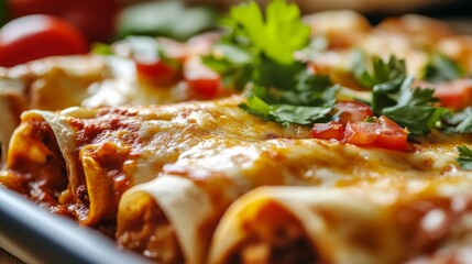 Close-up of Delicious Cheesy Enchiladas