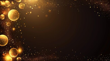 Wall Mural - Glowing Gold Bokeh Particles on a Black Background for Festive and Elegant Designs