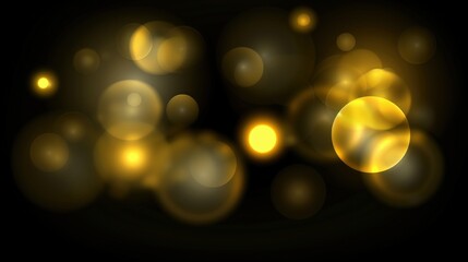 Wall Mural - Golden Bokeh Particles on a Black Background Creating a Glittering Effect