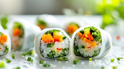 Close-up of Freshly Made Vegetable Spring Rolls