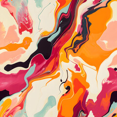 Aufkleber - Abstract colorful paint mixing together forming a wavy pattern