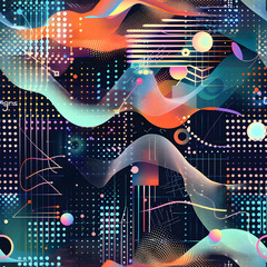 Aufkleber - Abstract background forming colorful wavy pattern with geometric shapes