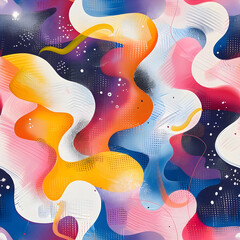 Fototapete - Abstract colorful pattern with wavy shapes and dots background design