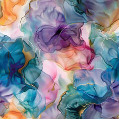 Fototapete - Abstract colorful alcohol ink pattern creating artistic background