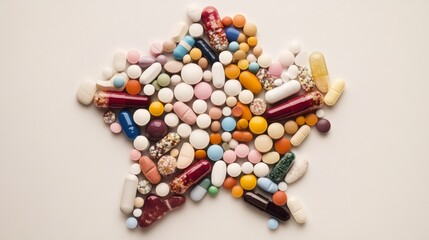 A star made of many different colored pills