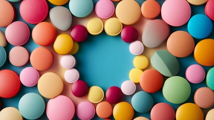 a colorful assortment of pills arranged in a circle