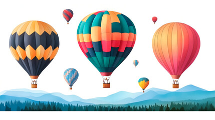 Wall Mural - Colorful Hot Air Balloons Soaring Over Mountains - Perfect for Travel and Adventure Designs