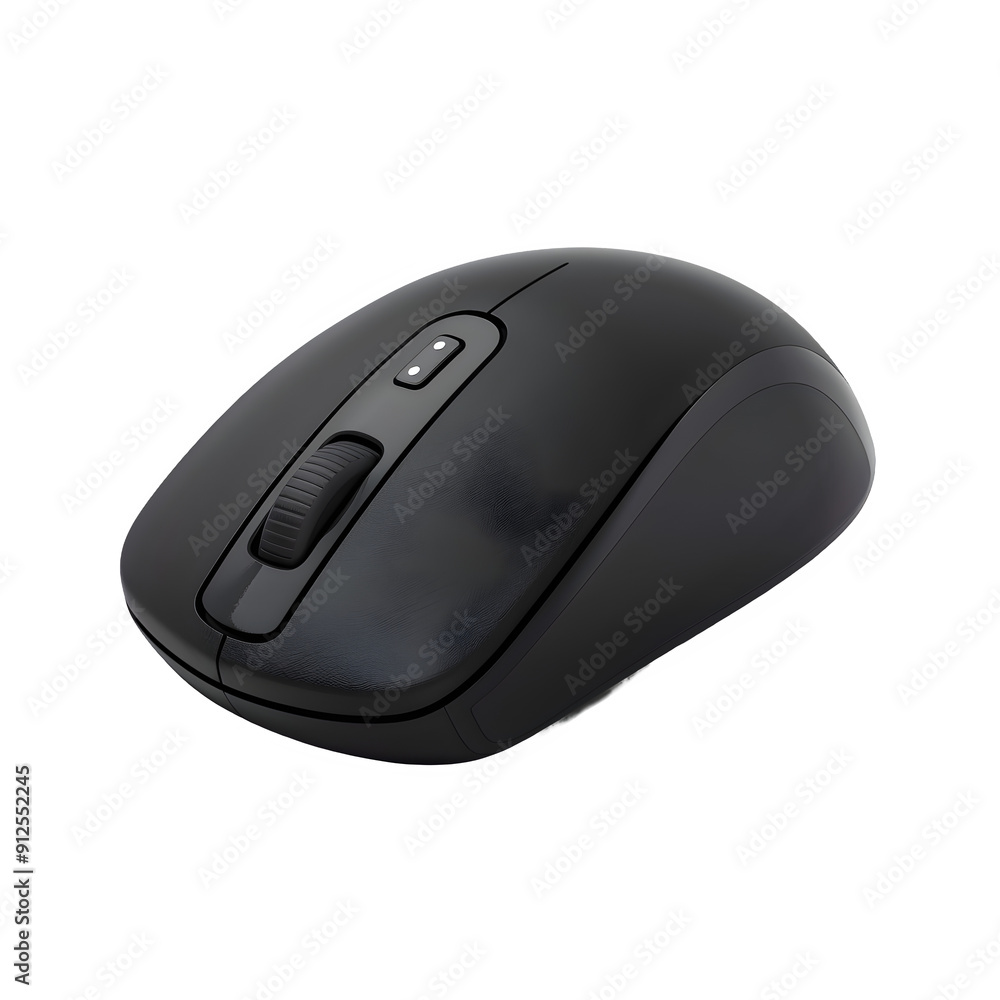 Black wireless computer mouse isolated on a transparent background ...