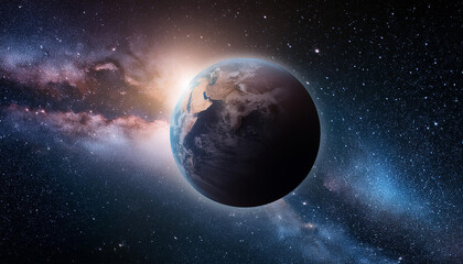 Wall Mural - Majestic planet Earth and starry galaxy. Astronomy and astrology.