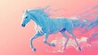 © Songsak - Vibrant Digital Art of a Majestic Horse with Flowing Mane on a Pink and Peach Gradient Background