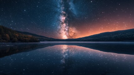 A beautiful night sky with a large milky way in the middle