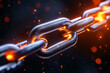 © Punprapa - 3D render of blockchain chain link, glowing and sparkling with energy on a black background