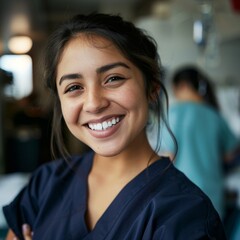 Portrait of a smiling young nurse in hospital