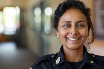 Wall Mural - Portrait of smiling middle aged female police officer