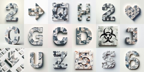 Marble stones Lettering Typeface. AI generated illustration