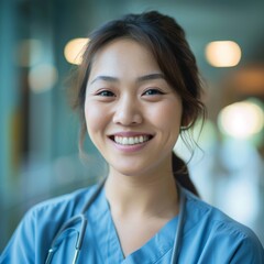 Portrait of a smiling young nurse in hospital