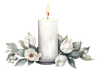 Sticker - PNG Candle flower plant white.