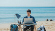 © INHYE GAL - person with laptop on the beach