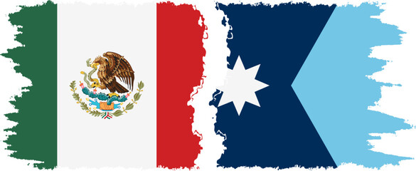 Wall Mural - Minnesota 2024 and Mexico grunge brush flags connection, vector