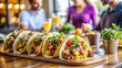 © Selene Studio - Tacos with various fillings served in a restaurant with guests in the background, Mexican, food, cuisine, traditional