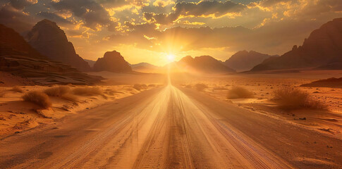 Wall Mural - Desert Road at Sunset.