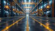© Vikarest - Industrial Factory Interior 3D Render - Steel and Yellow Lines