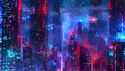 Canvas Print - Cyberpunk Cityscape.