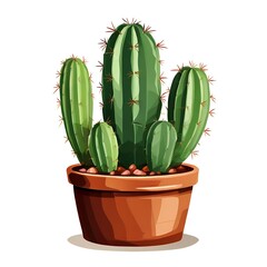 Wall Mural - indoor-cactus-in-pot-isolated-on-white-or-transparent-png 