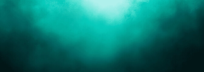 Grainy gradient aqua green background light to dark ocean green smooth noise texture aquamarine banner backdrop design 