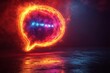 © julija - futuristic speech bubble chat interface glowing neon lines on dark background abstract representation of digital communication sleek minimalist design for online conversation concept