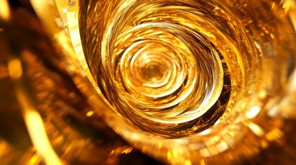 Aufkleber - Abstract 3D golden vortex with bright, swirling designs, evoking a luxurious and dynamic feel.