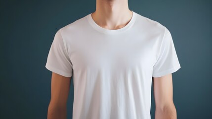 Man Wearing Blank White T-Shirt.