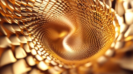 Poster - Abstract 3D golden vortex with shimmering patterns, creating a sense of luxury and depth.