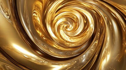 Poster - Abstract 3D golden vortex with shimmering patterns, creating a sense of luxury and depth.