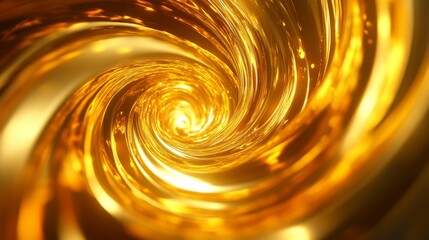 Aufkleber - Abstract 3D golden vortex with shimmering, radiant curves, symbolizing power and motion.