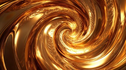 Aufkleber - Abstract 3D golden vortex with swirling, radiant patterns, creating a dynamic and luxurious effect.