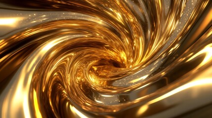 Aufkleber - Abstract 3D golden vortex with swirling, radiant patterns, creating a dynamic and luxurious effect.