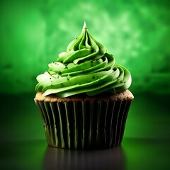 Poster - st-patricks-day-green-cupcake-with-green-four-and-background