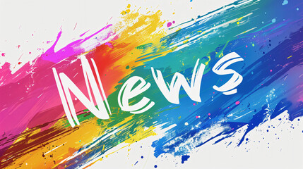 Fototapete - Headline: diagonal rainbow paint splatter background with white news text