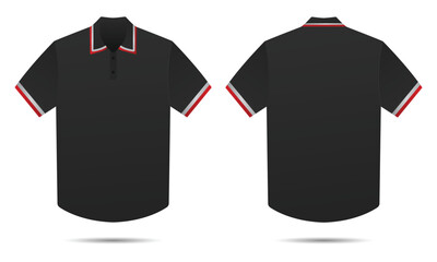 Poster - Black striped polo shirt mockup front and back view