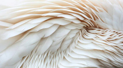 Poster - Close-up view of overlapping white and beige feathers creating a soft, delicate texture