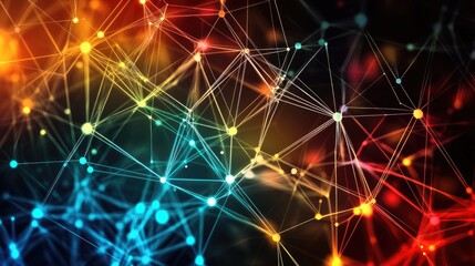 Abstract digital technology background with network colorful connection lines