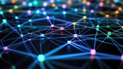 Abstract digital technology background with network colorful connection lines