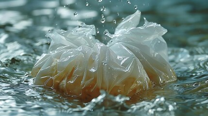 Wall Mural - A plastic bag is floating in the water