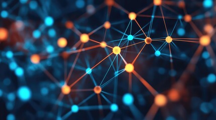 Fototapete - Abstract network connection with nodes