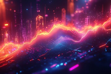 Wall Mural - Digital Marketing Complexity Unveiled: Abstract SEO Metrics & Dynamic Graphs in Surreal Visualization